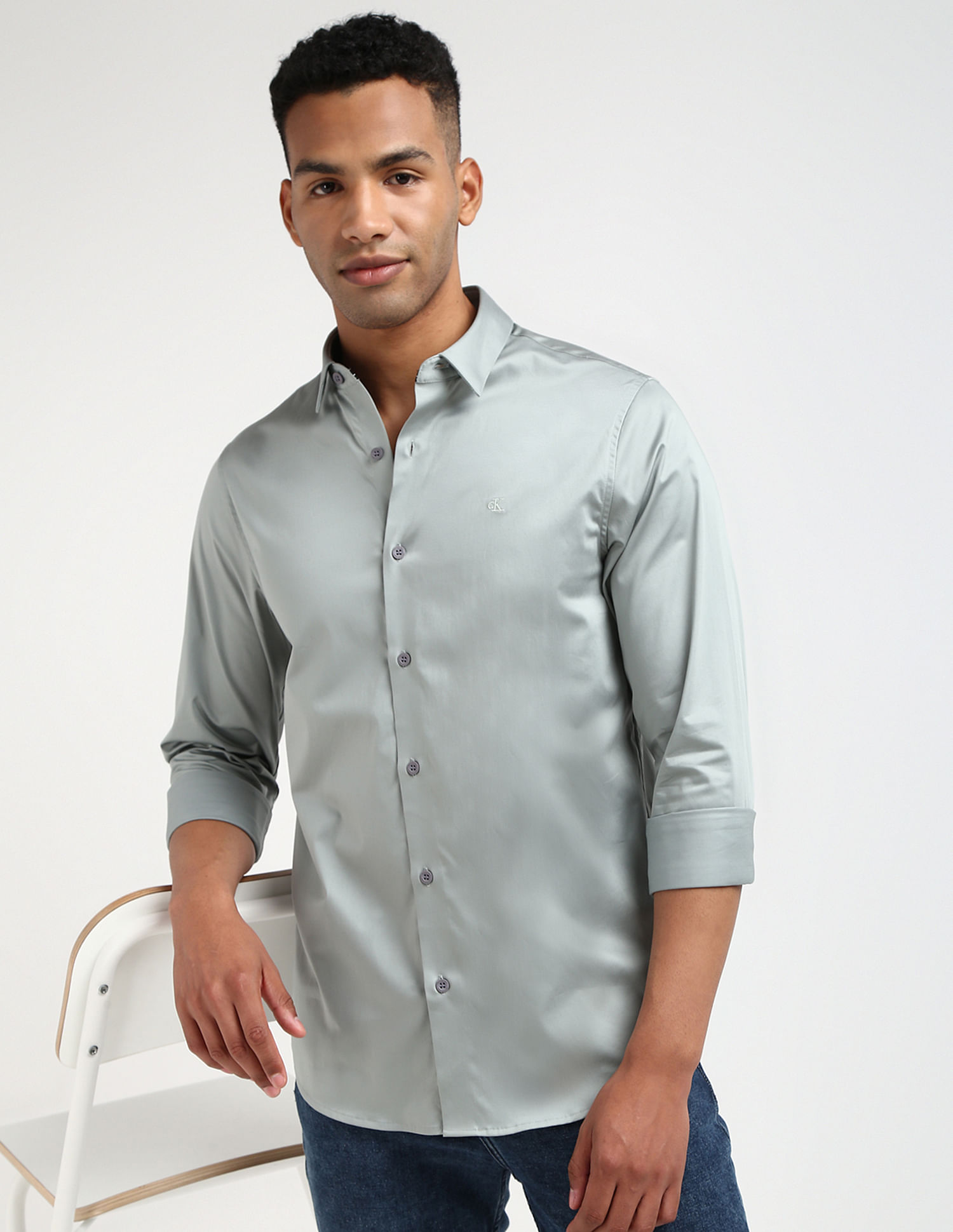 Buy Calvin Klein Solid Satin Shirt NNNOW