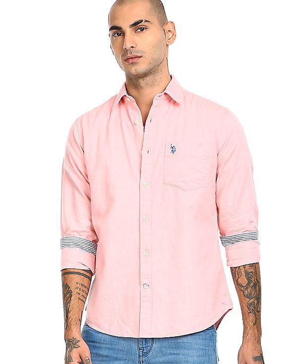 U.S. Polo Assn. Rounded Cuff Solid Casual Shirt