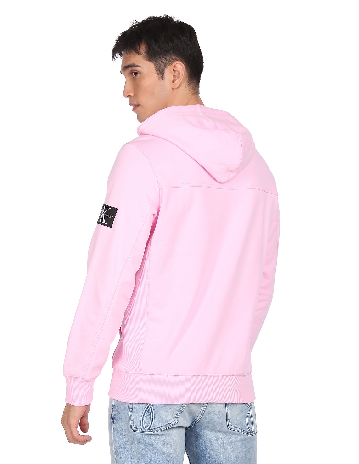 Buy Calvin Klein Jeans Men Pink Crew Neck Monogram Sleeve Badge Sweatshirt NNNOW