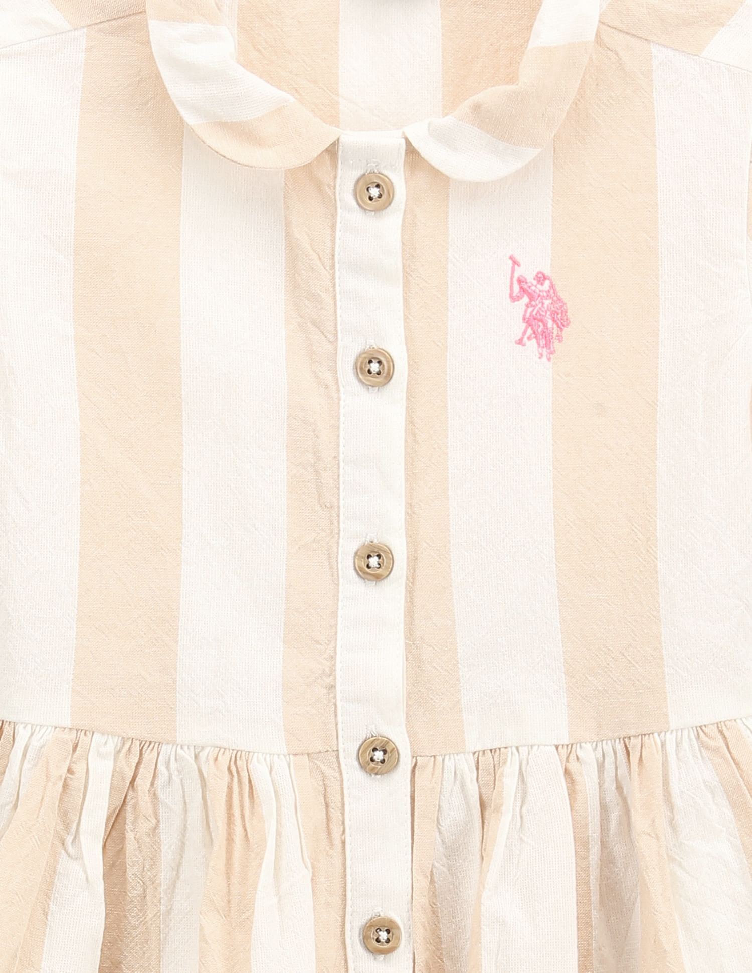 U.S. Polo Assn. Kids Girls Peter Pan Collar Shirt Dress