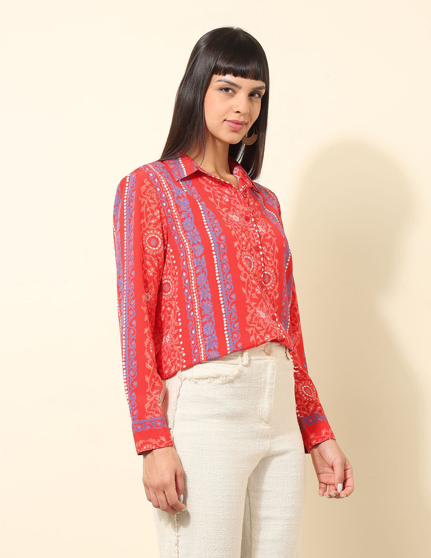 U.S. Polo Assn. Women Relaxed Fit Boho Printed Shirt