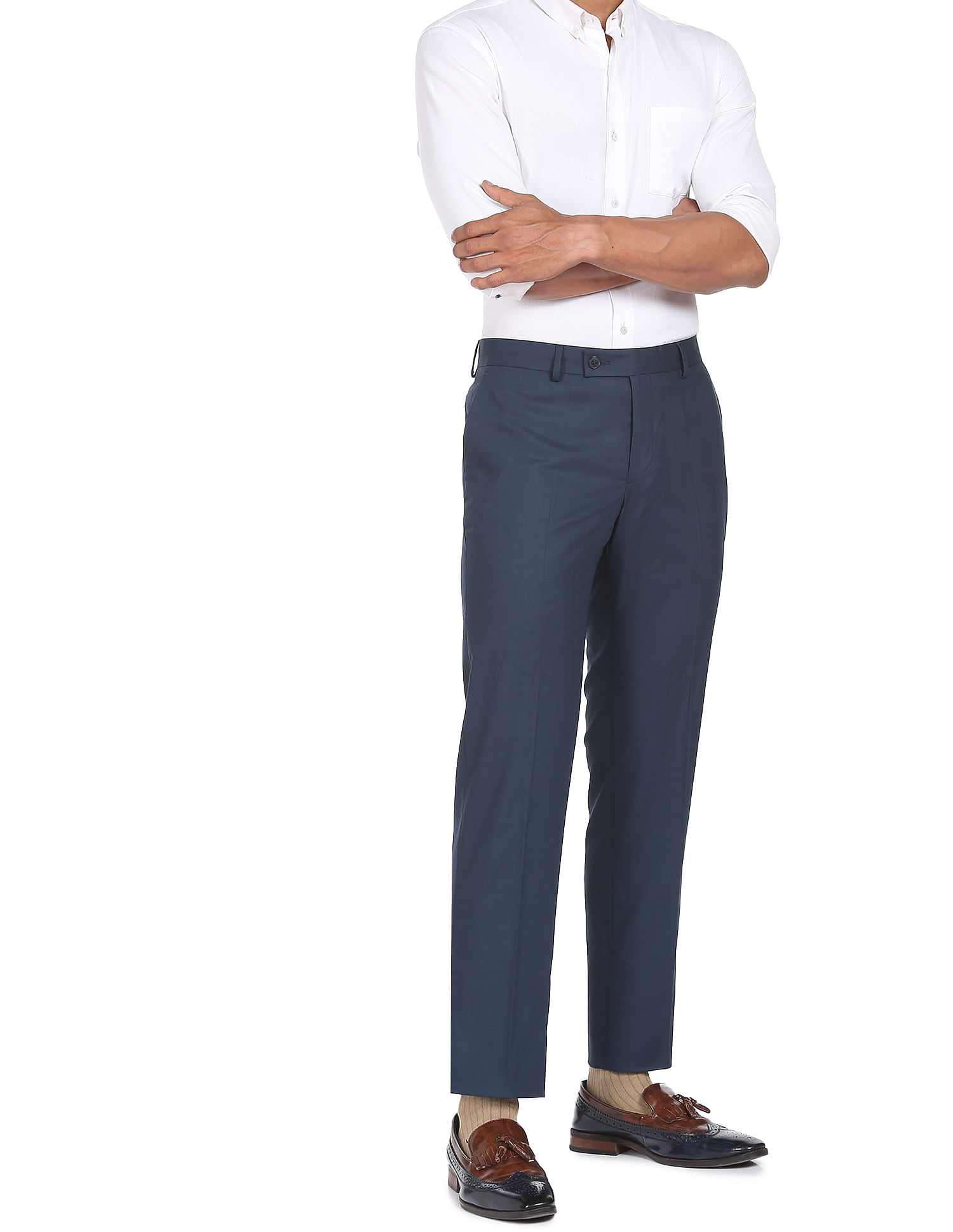 Buy Arrow Dark Grey Regular Fit Trousers for Mens Online @ Tata CLiQ