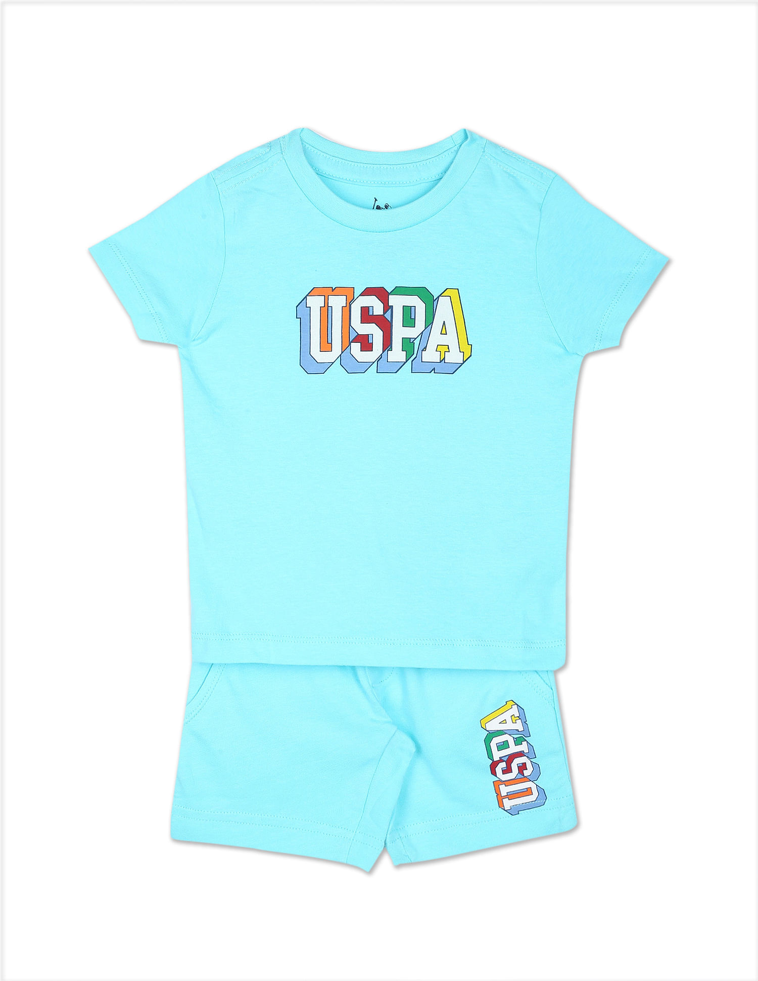 U.S. Polo Assn. Kids Boys Light Blue Cotton Knit Set