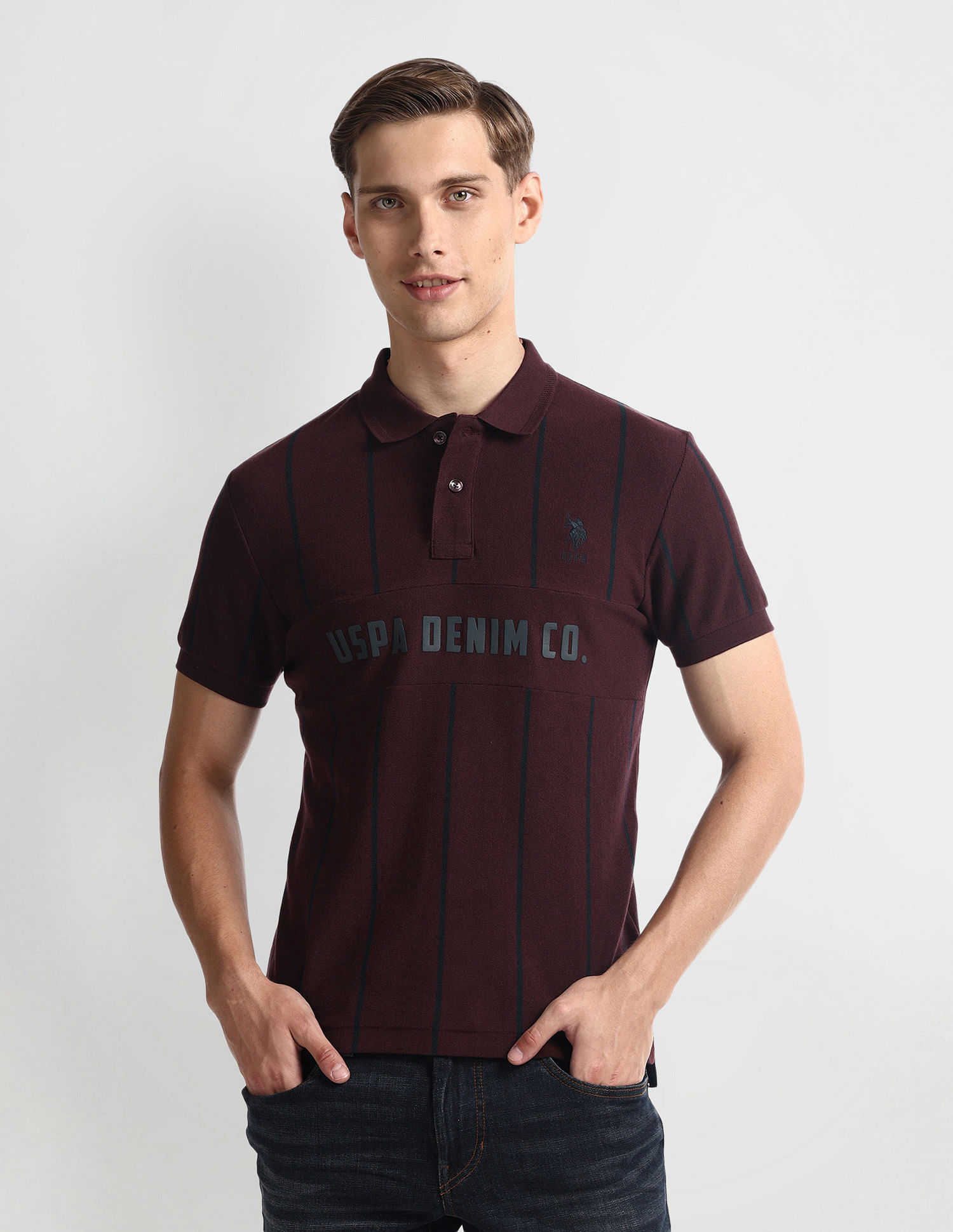 U.S. Polo Assn. Denim Co. Vertical Striped Yarn Dyed Polo Shirt