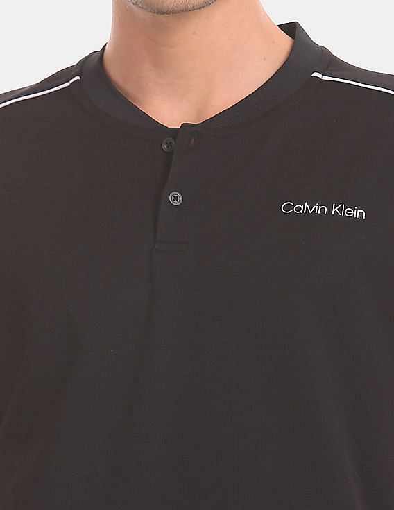Buy Calvin Klein Men Black Solid Henley T-Shirt 