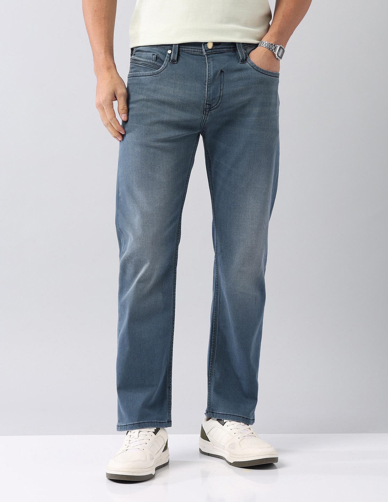 AD by Arvind Regular Fit Luxe Hypermove Jeans