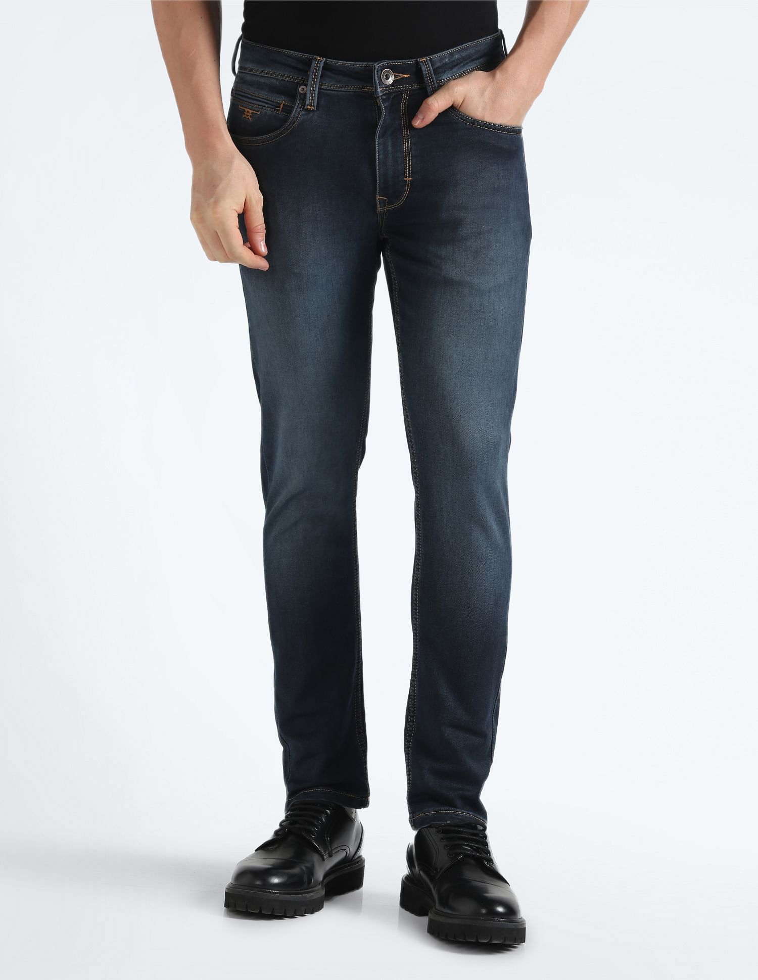 Flying Machine Mid Rise Stone Wash Jeans