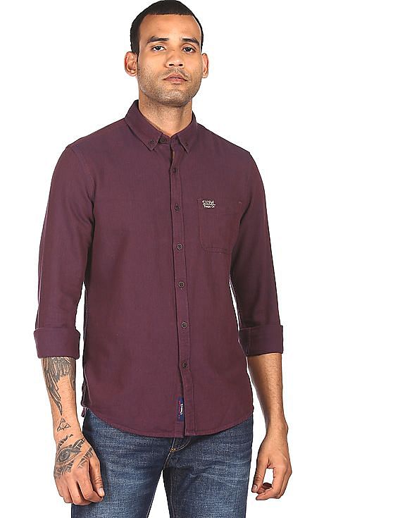 Burgundy polo button down best sale