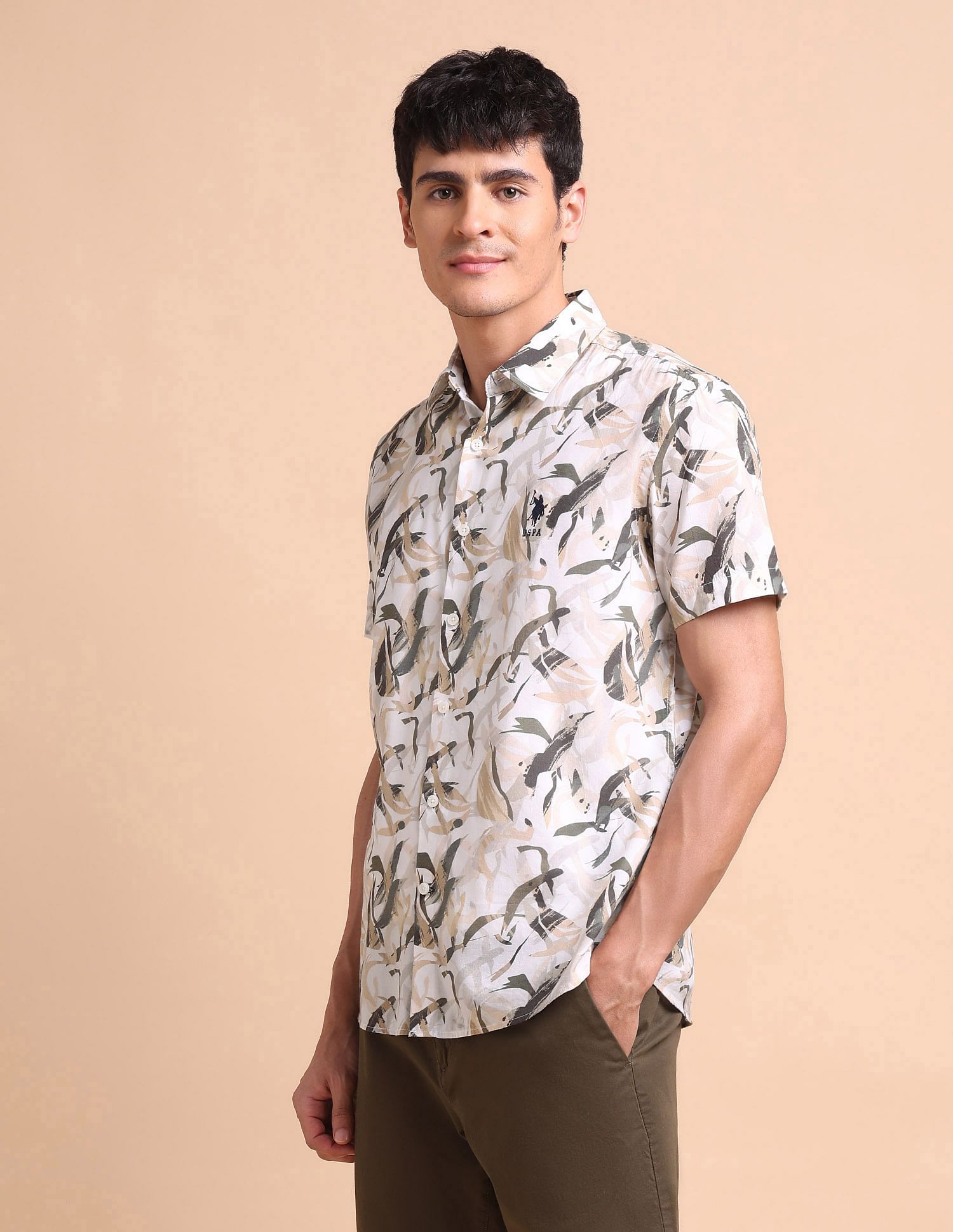 U.S. Polo Assn. Denim Co. Abstract Printed Slim Fit Shirt