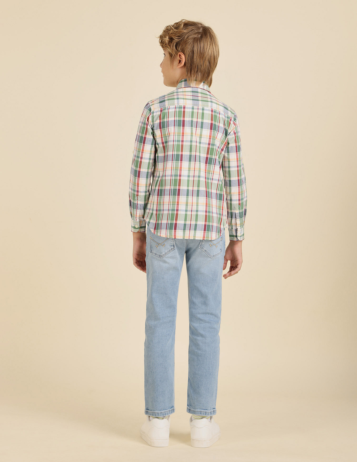 U.S. Polo Assn. Kids Boys Plaid Checked Regular Fit Shirt