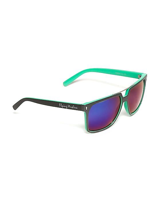 Buy Men Green Textured Square Frame Sunglasses online at NNNOW.com