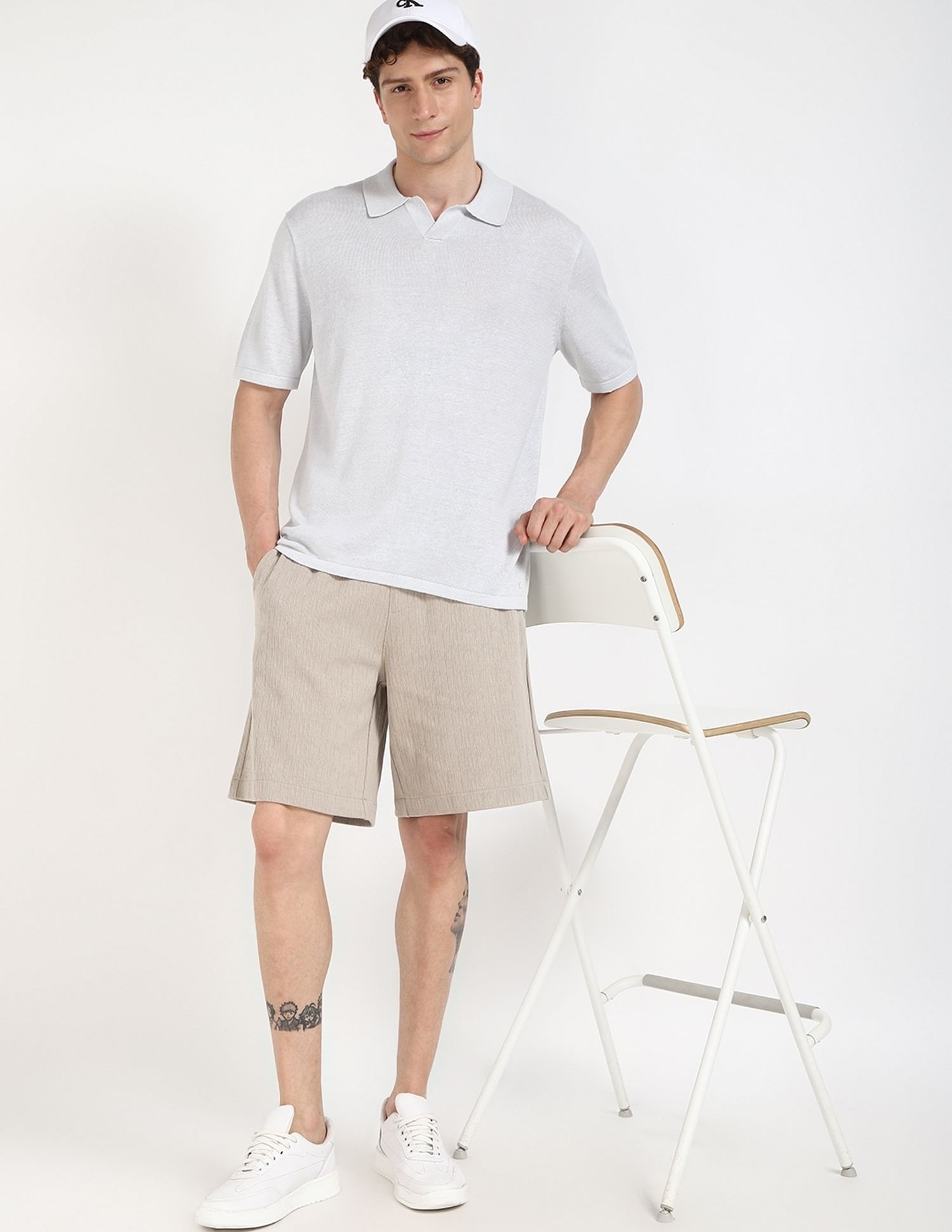 Calvin Klein Jeans Solid Regular-Fit Linen Polo T-Shirt