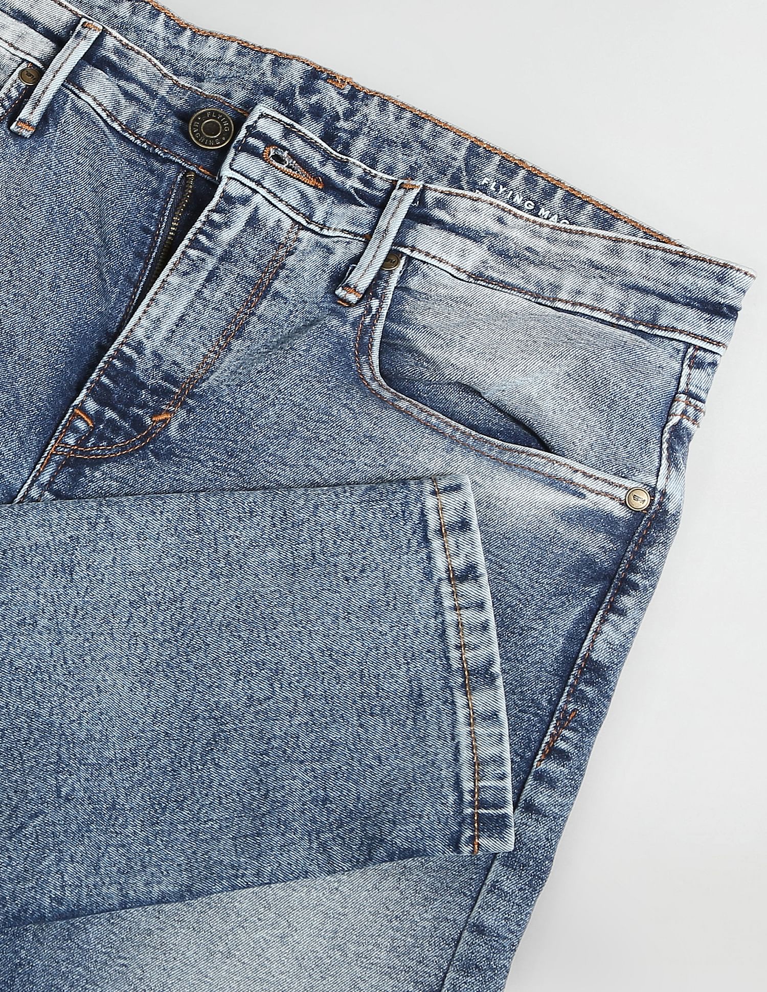 Flying Machine Mid Rise Slash Slim Tapered Jeans