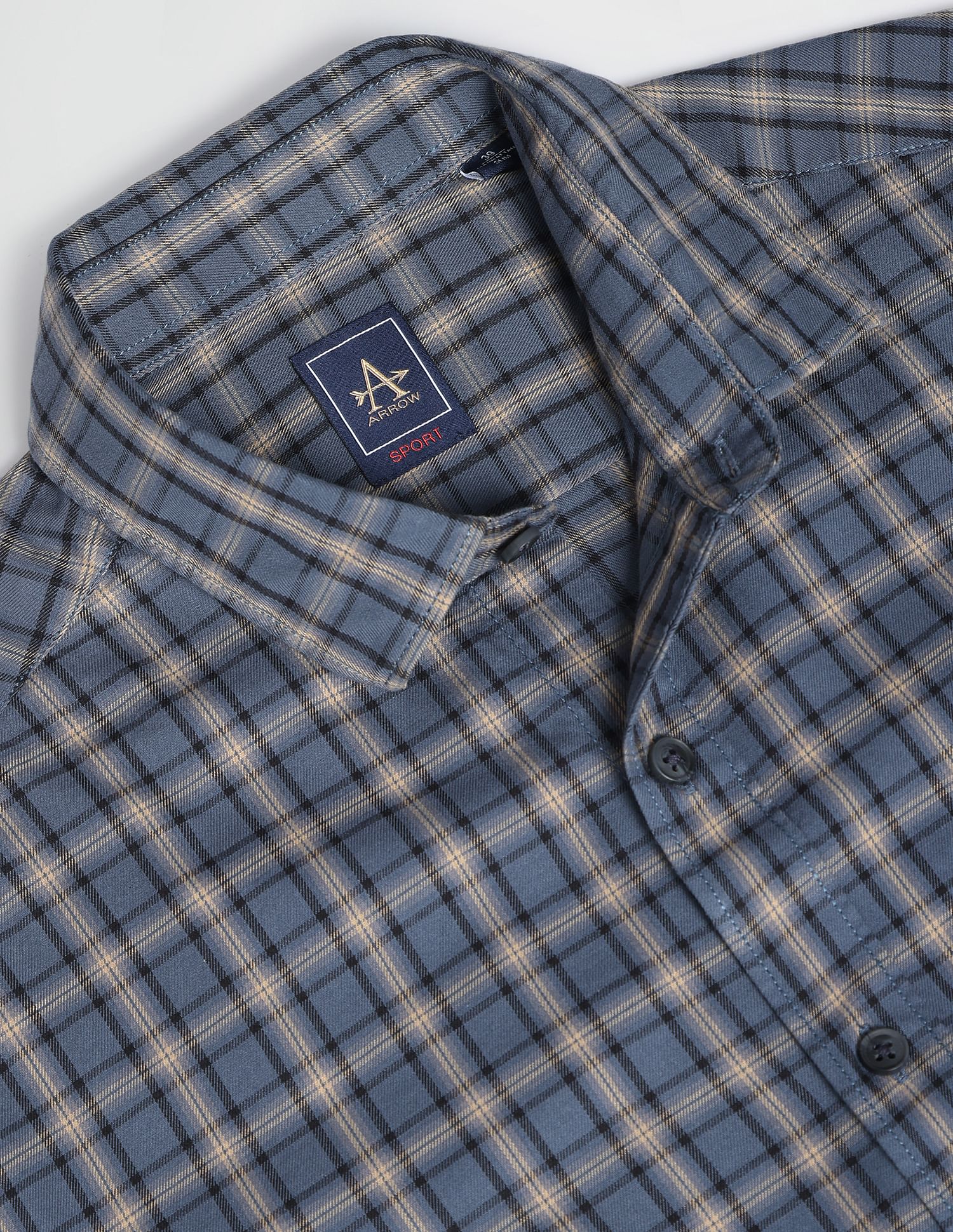 Arrow Sports Cutaway Collar Tartan Check Shirt