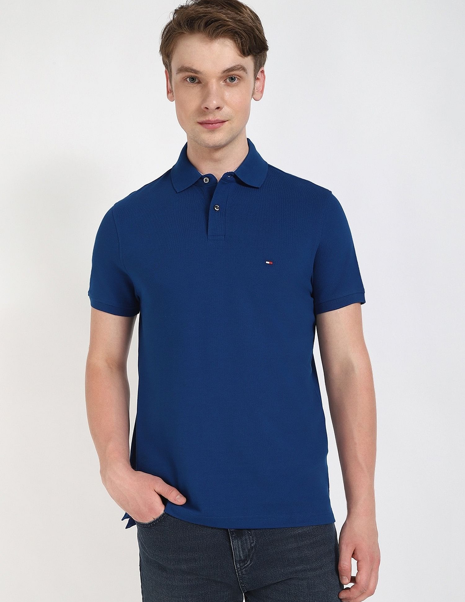 Tommy Hilfiger Solid Regular-Fit Cotton Polo Shirt