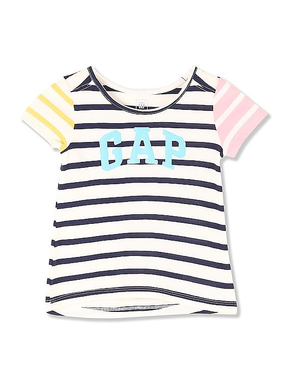 Buy GAP Baby Baby Multi Colour Striped Logo T Shirt NNNOW