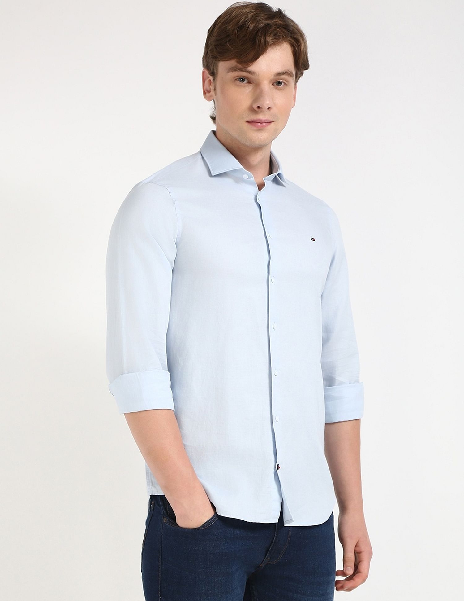 Tommy Hilfiger Solid Slim-Fit Cotton Shirt