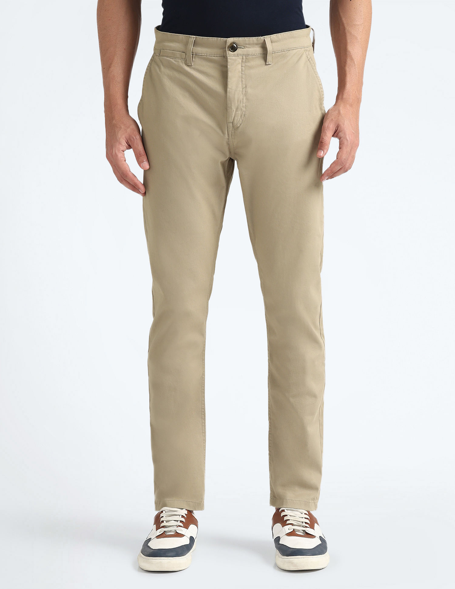 Flying Machine Slash Slim Tapered Fit Solid Chinos