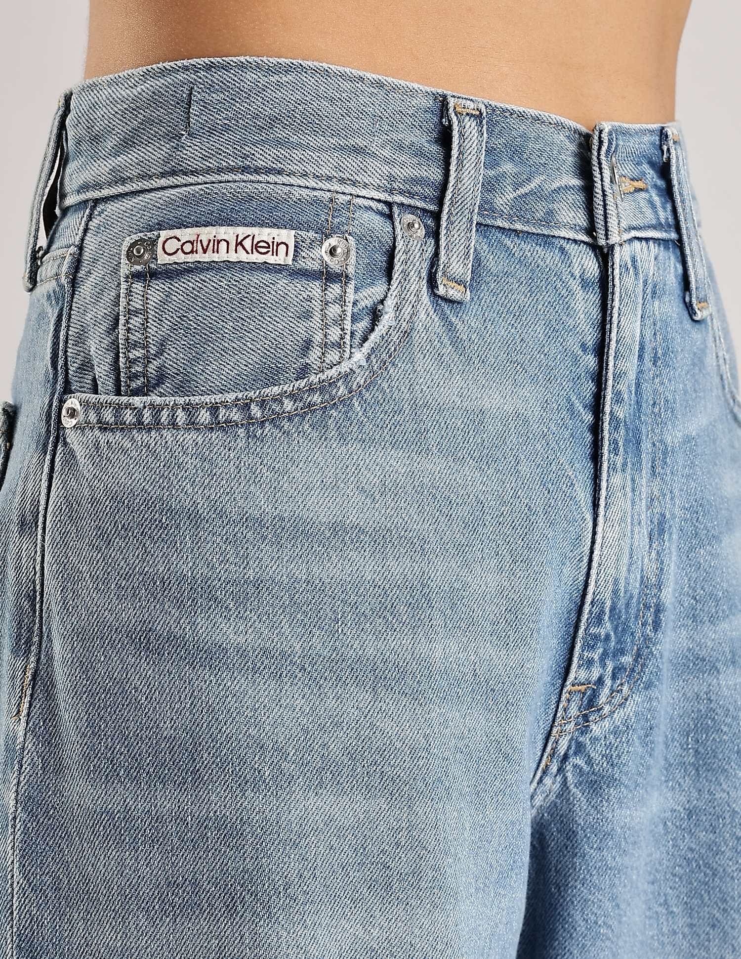 Calvin Klein Light-Wash Wide Leg-Fit High Rise Jeans