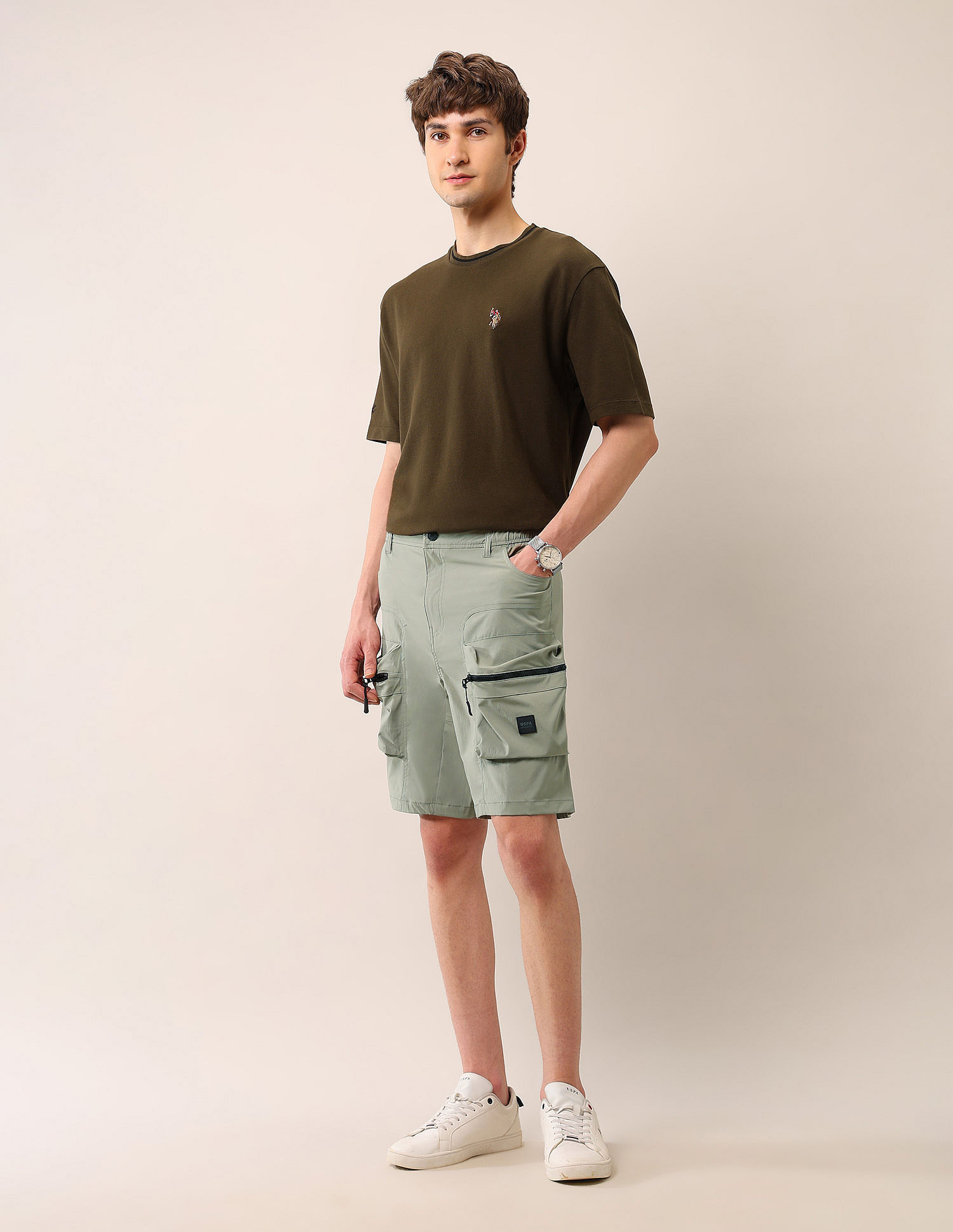 U.S. Polo Assn. Denim Co. Regular Fit Solid Cargo Shorts