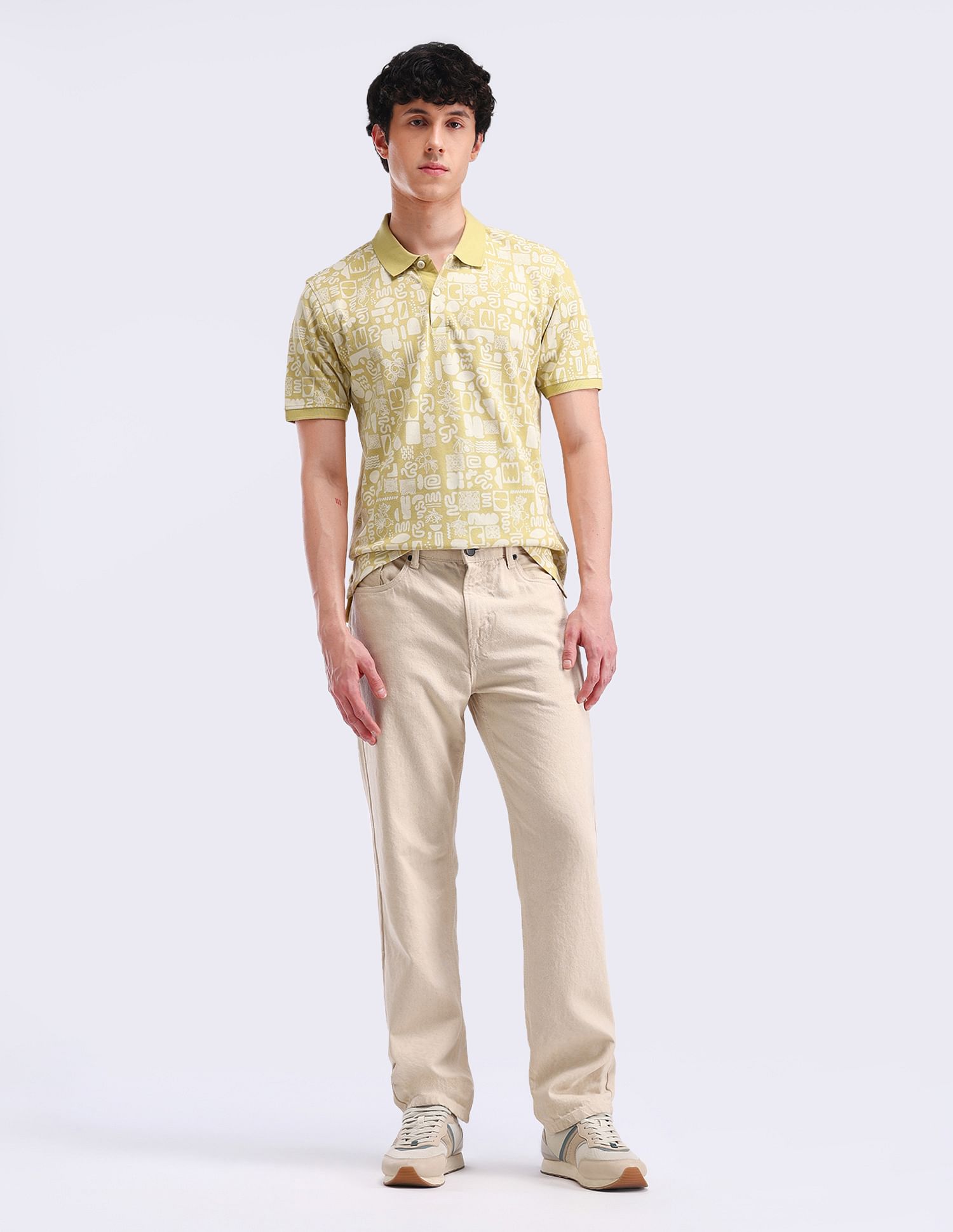 Flying Machine Abstract Print Regular Fit Polo Shirt