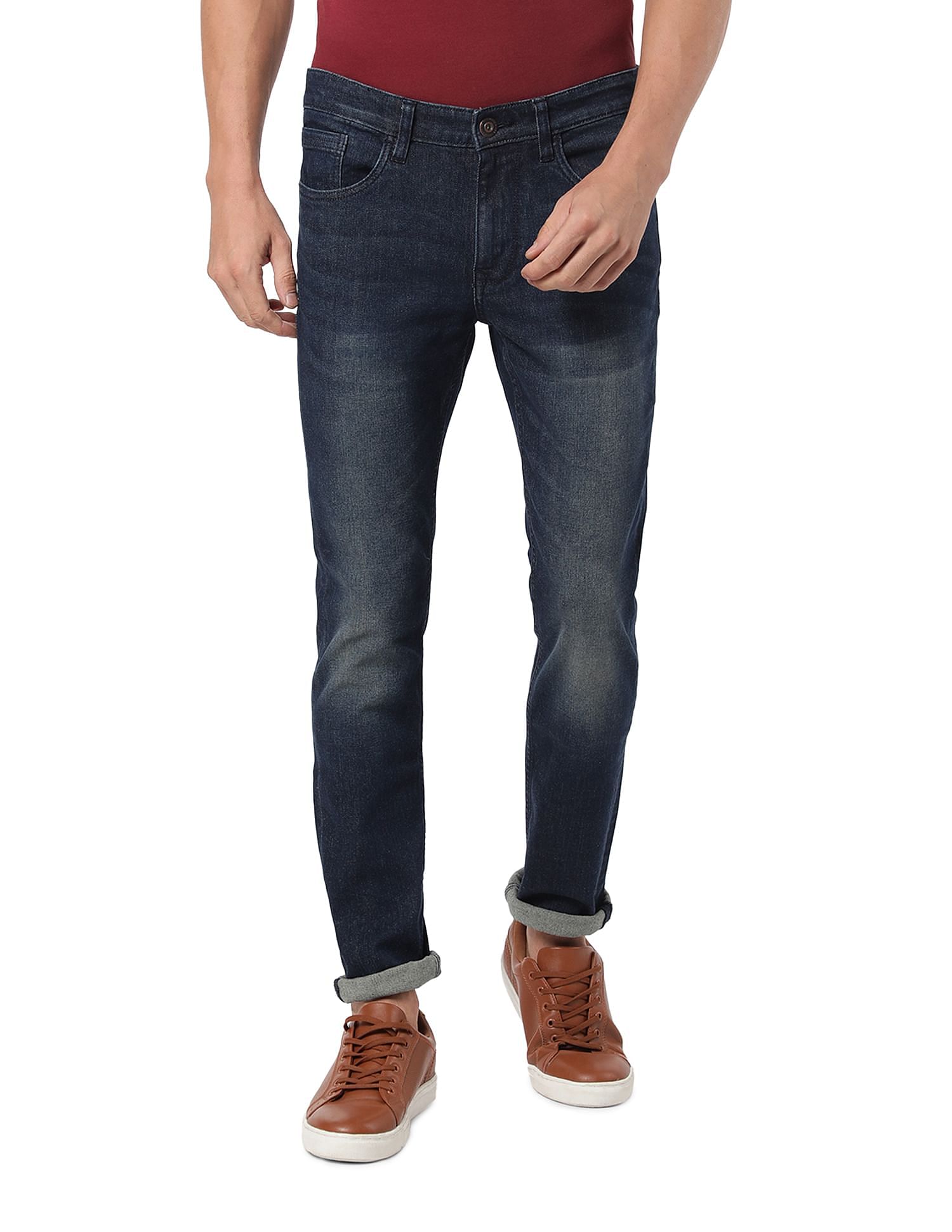 Buy AD by Arvind Slim Fit Washed Jeans - NNNOW.com