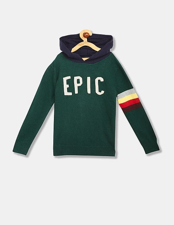 Buy GAP Boys Green Statement Pullover Sweater Hoodie NNNOW
