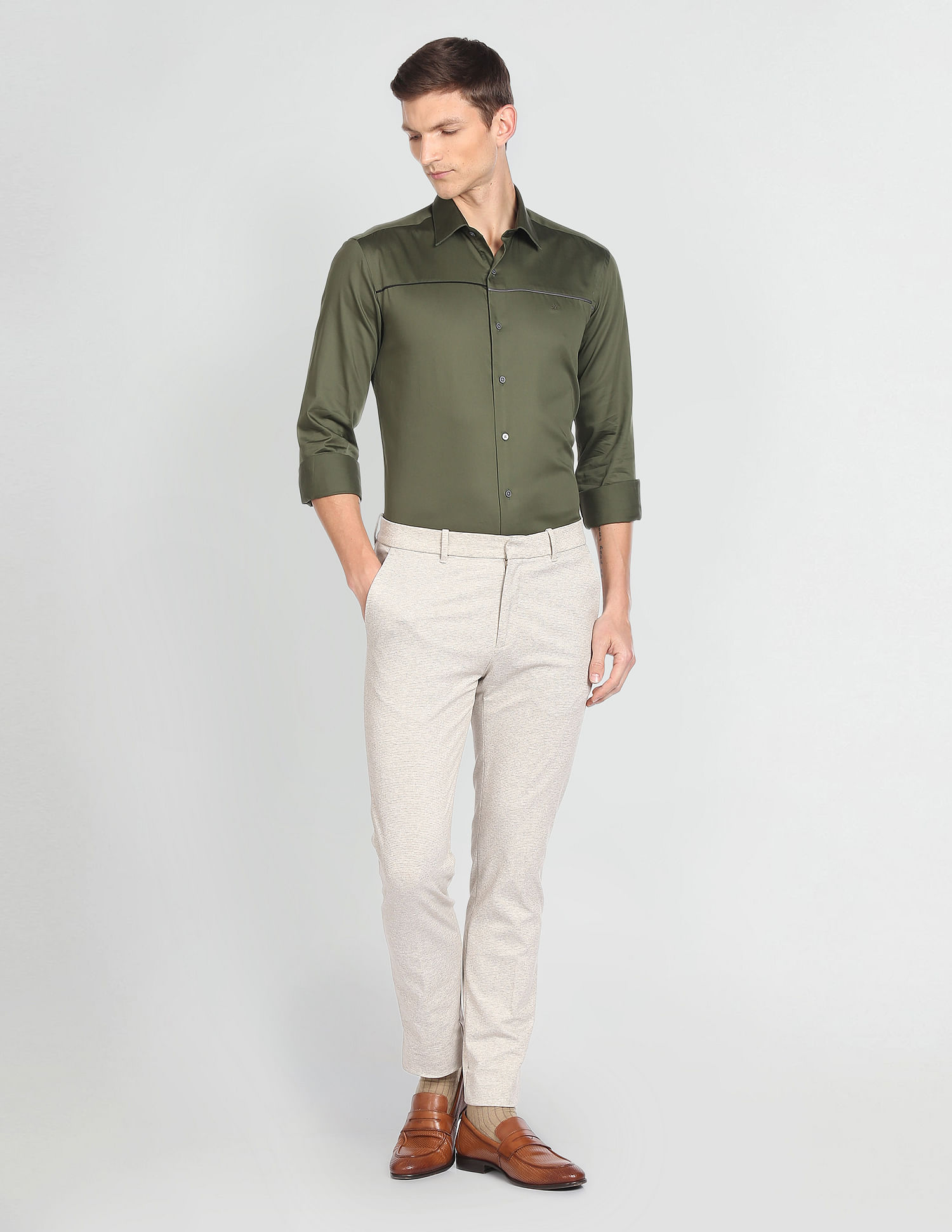 Arrow Newyork Satin Solid Formal Shirt