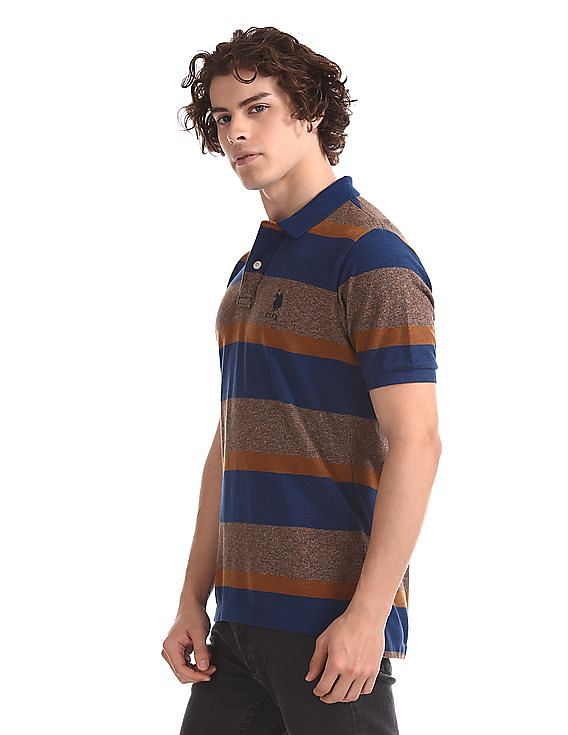 U.S. Polo Assn. Brown And Blue Striped Polo Shirt