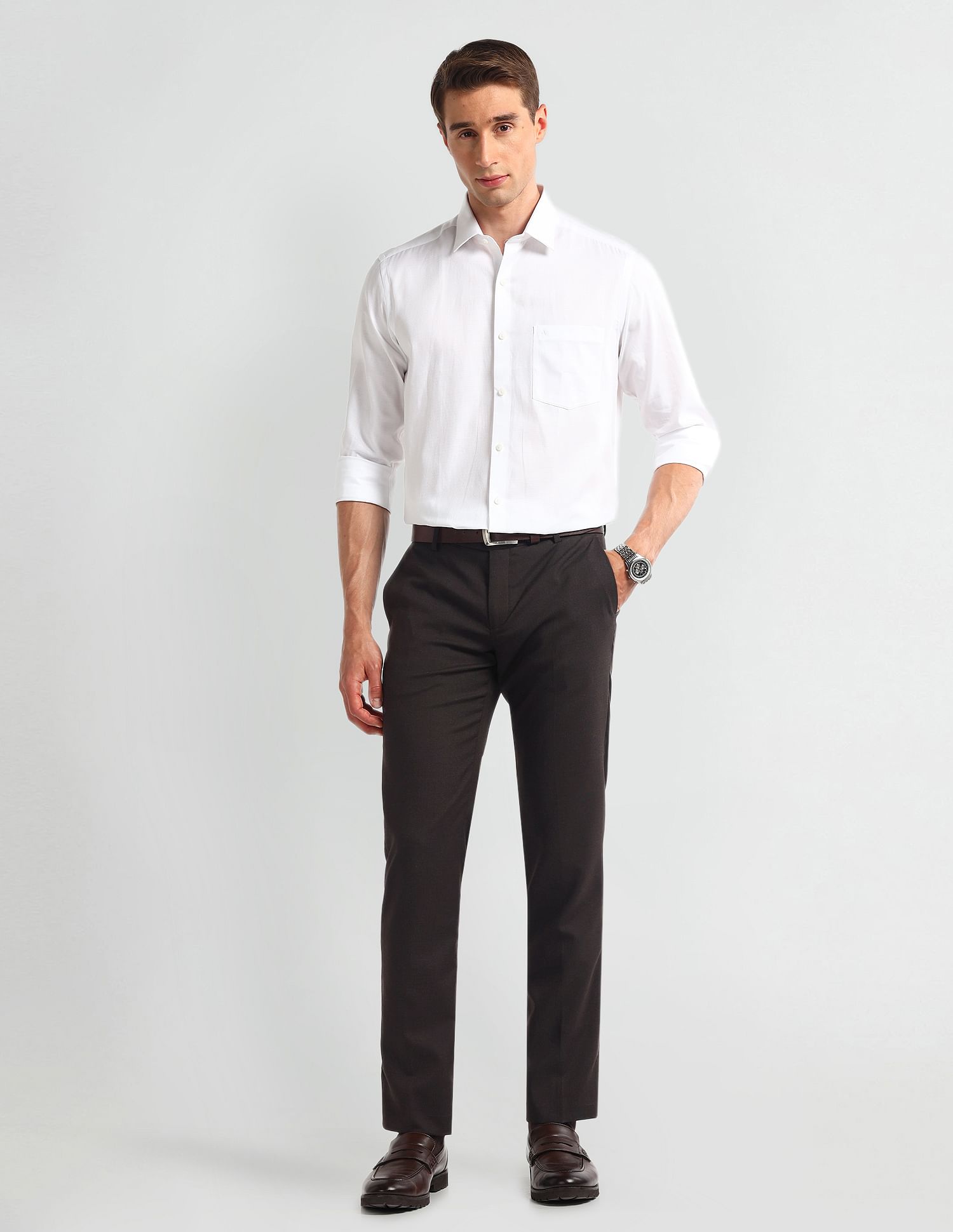 Arrow Mid Rise Tapered Fit Trousers