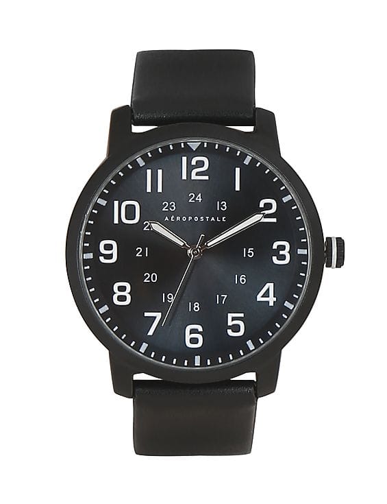Buy Aeropostale Men Black Leather Strap Analog Watch NNNOW