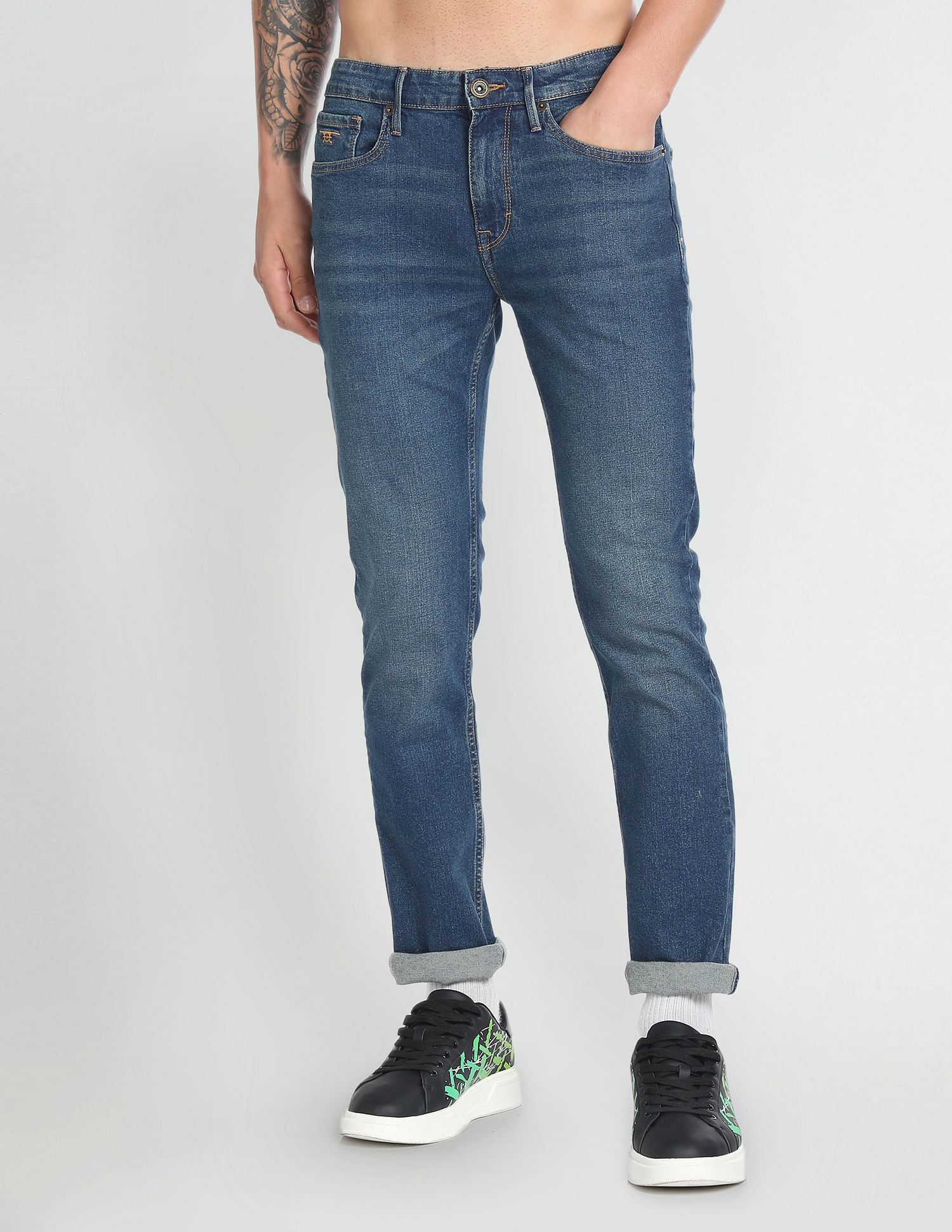 Flying Machine Freddie Slim Straight Fit Stone Wash Jeans
