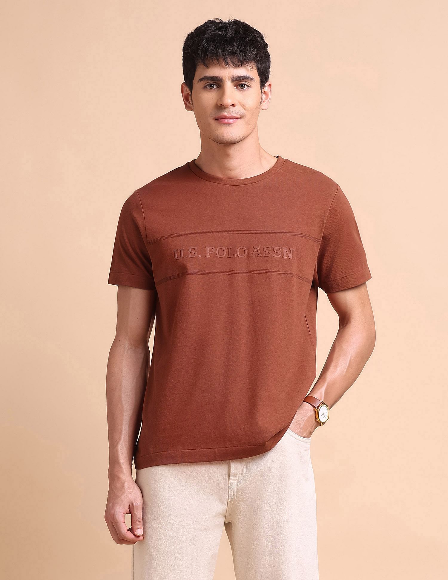 U.S. Polo Assn. Brand Embossed Slim Fit T-Shirt