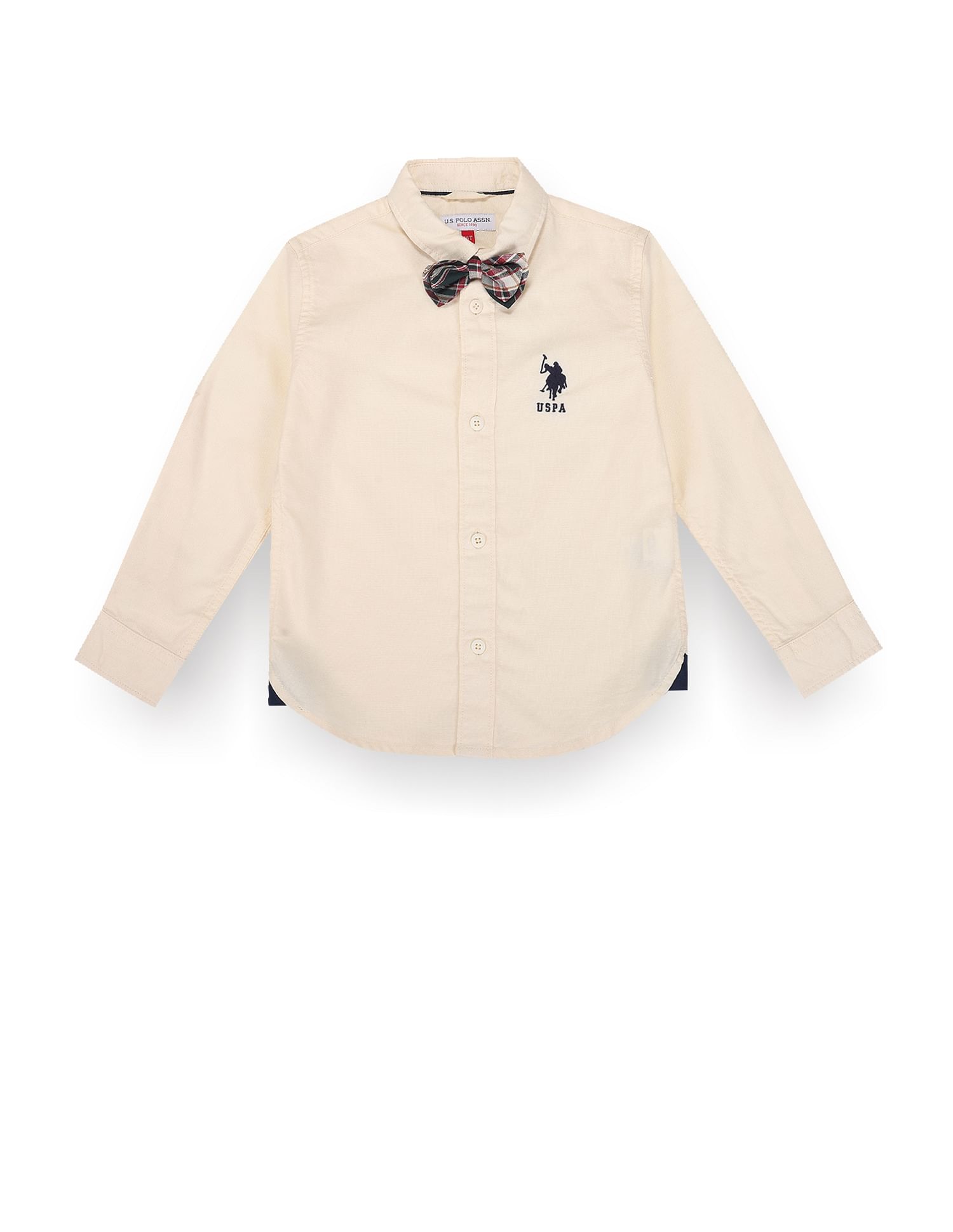 U.S. Polo Assn. Kids Boys Detachable Bow Cotton Shirt