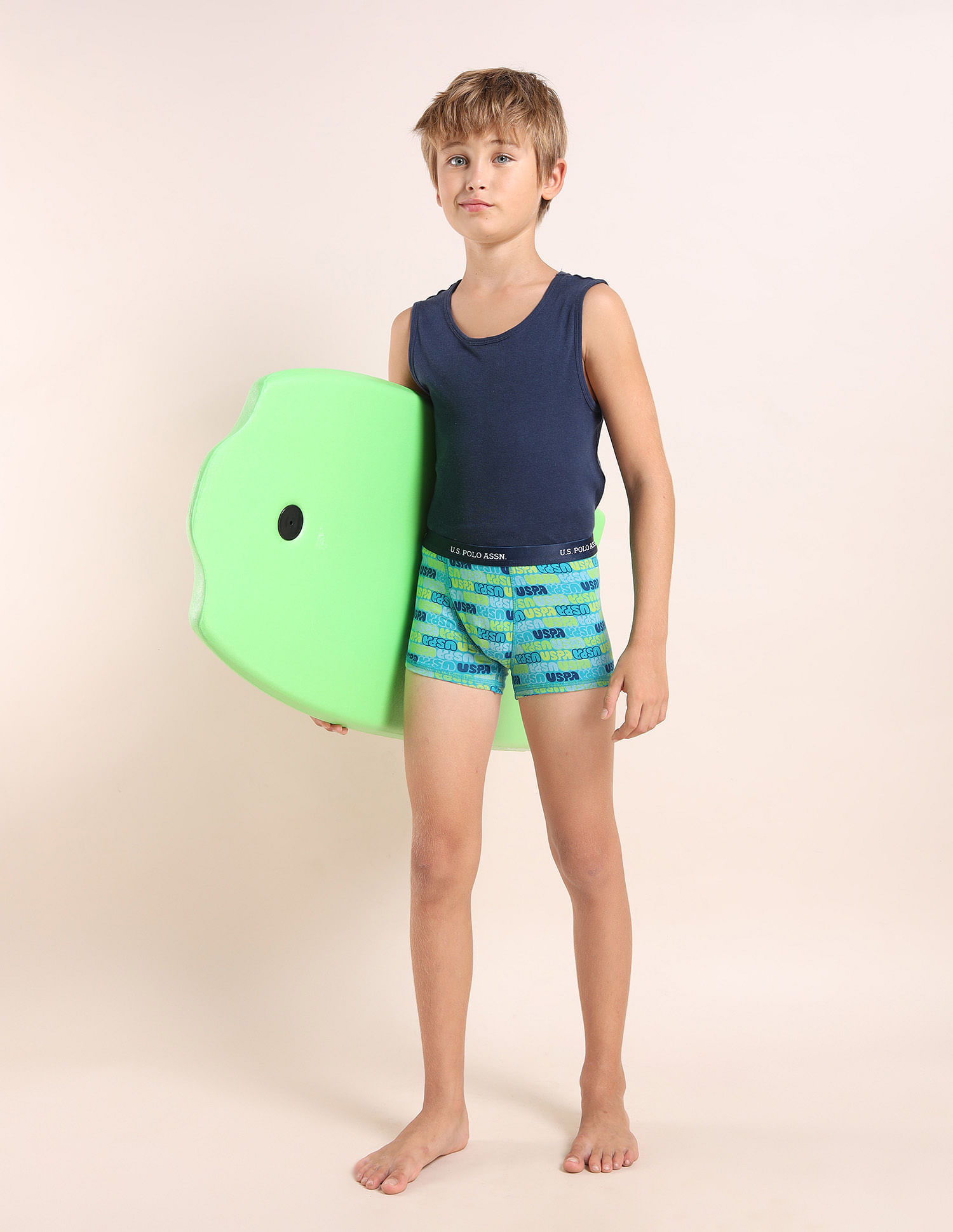 USPA Innerwear Boys Mid Rise Cotton Spandex Trunks - Pack Of 3