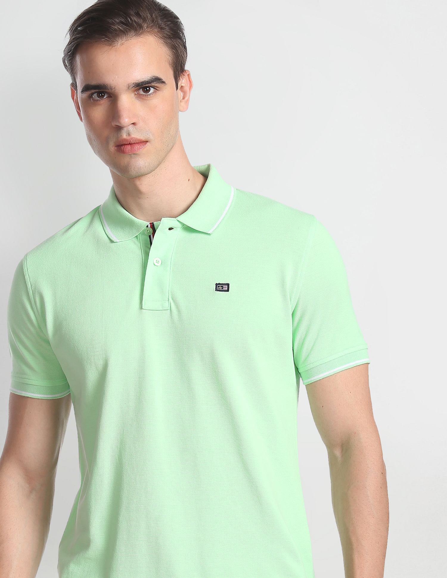 Arrow Sports Contrast Tipped Pique Polo Shirt