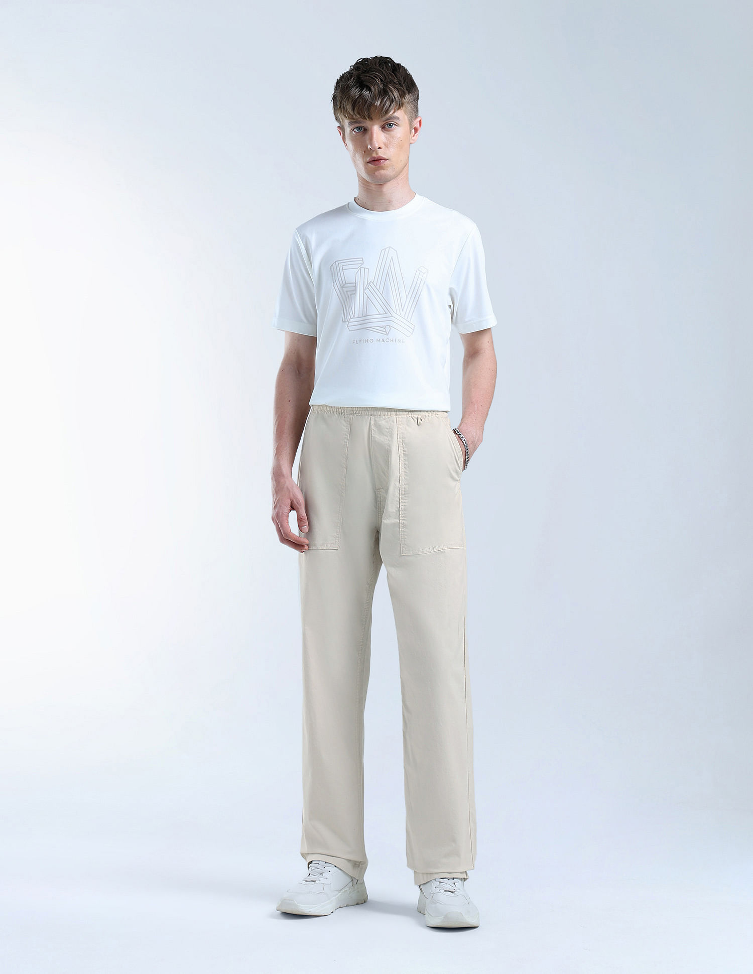 Flying Machine Cobain Loose Fit Mid Rise Chinos