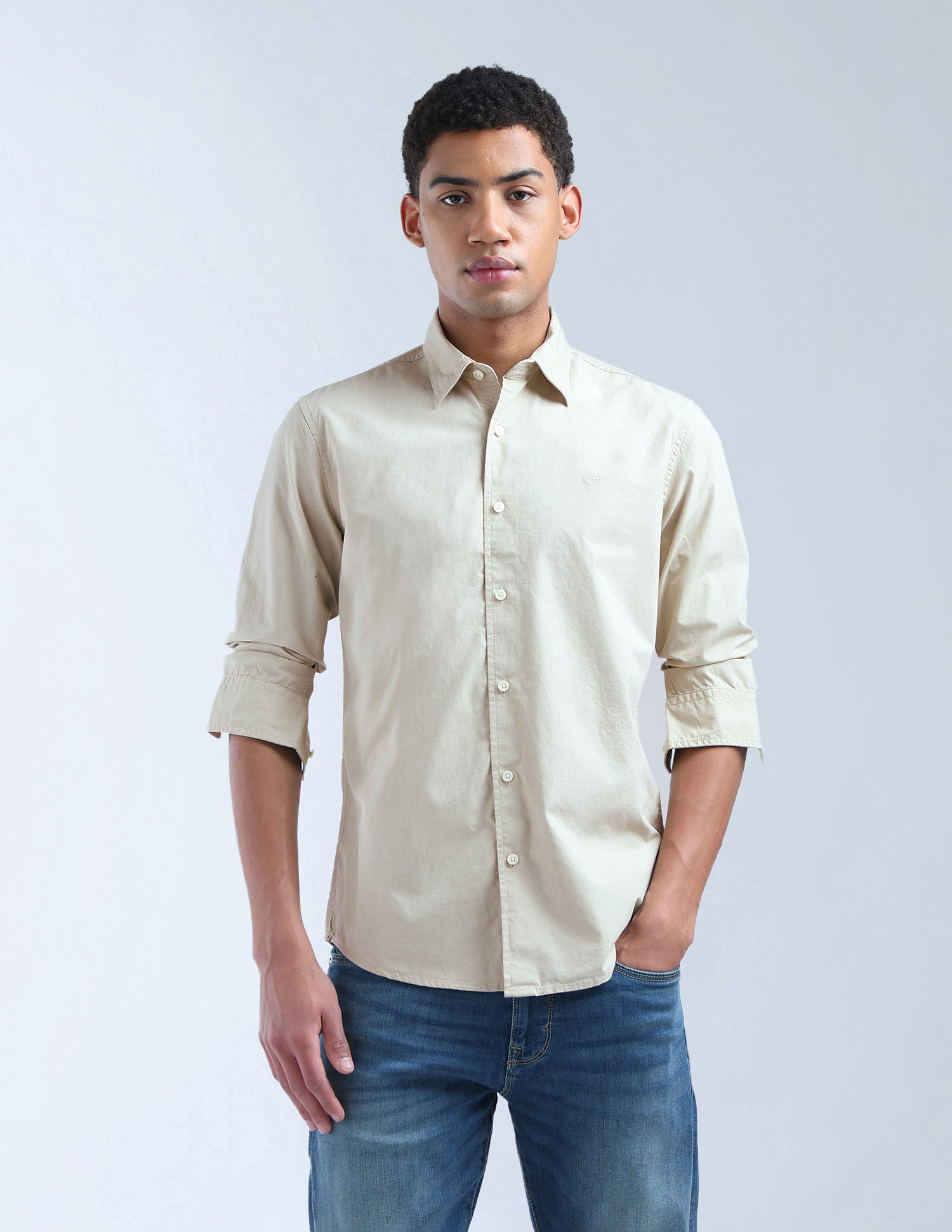 Flying Machine Solid Regular Fit Color Of Home Shirt