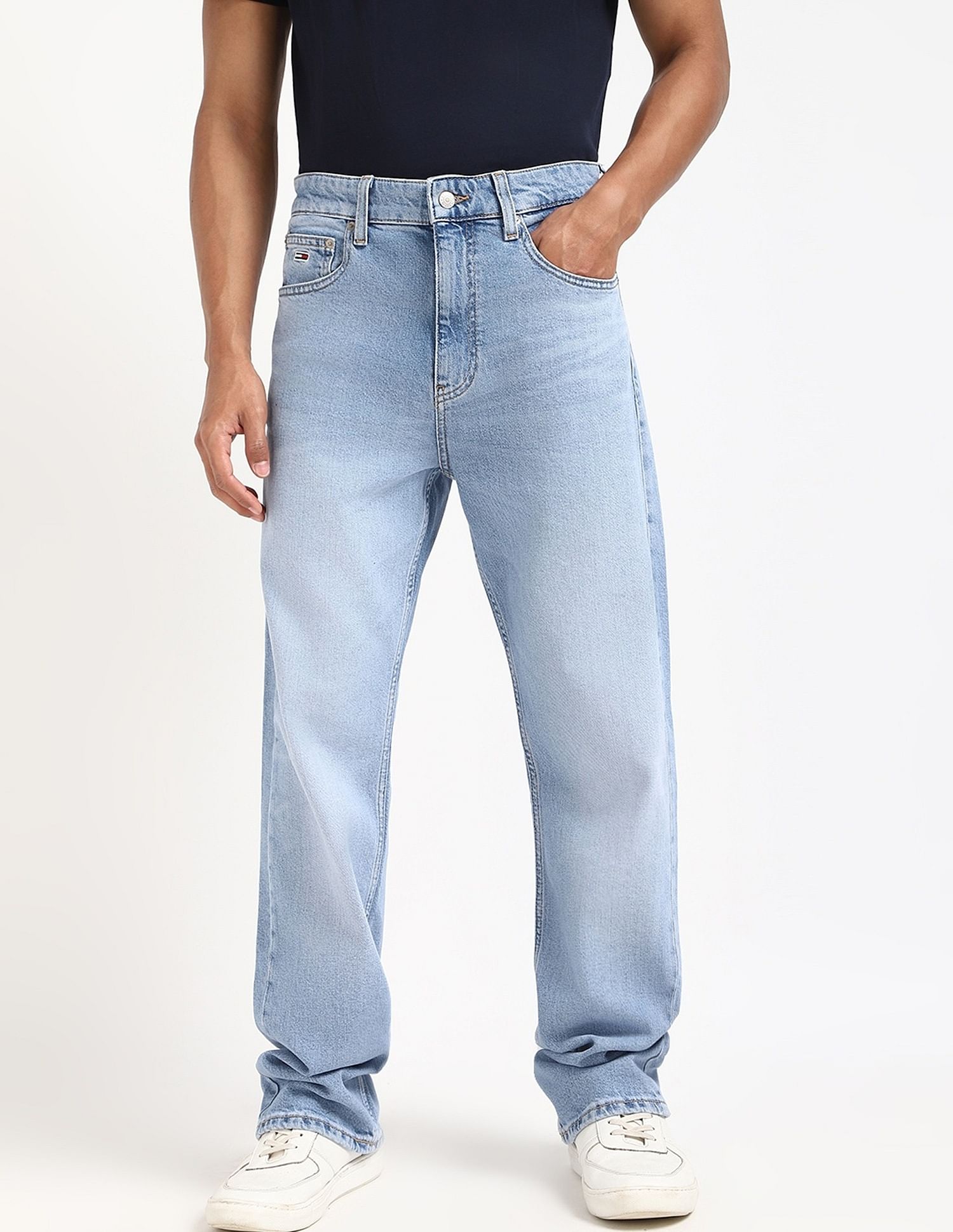 Tommy Hilfiger Light-Wash Straight-Fit Low-Rise Jeans