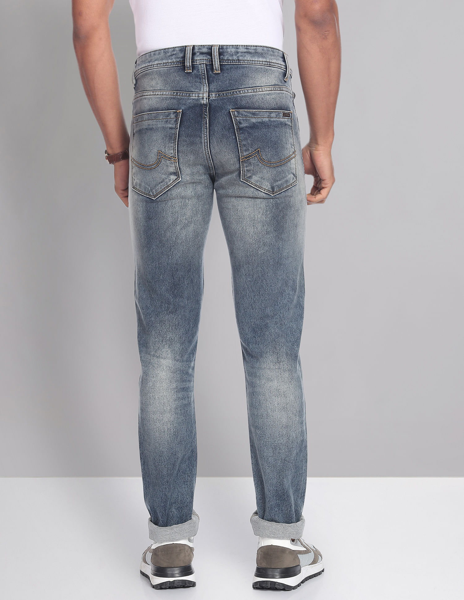 AD by Arvind Skinny Fit Stone Wash Jeans