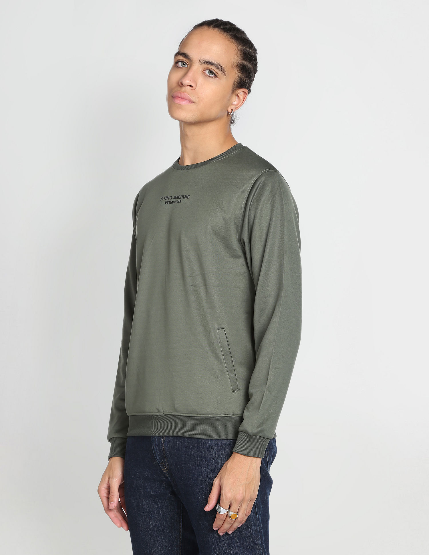 Flying machine full sleeve solid men's sweatshirt on sale