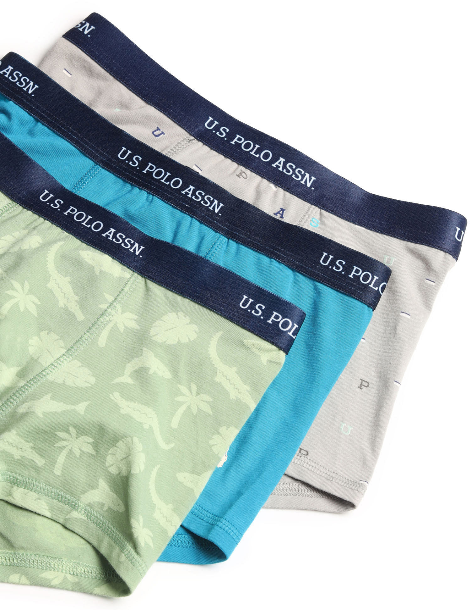 USPA Innerwear Boys Mid Rise Cotton Spandex Trunks - Pack Of 3