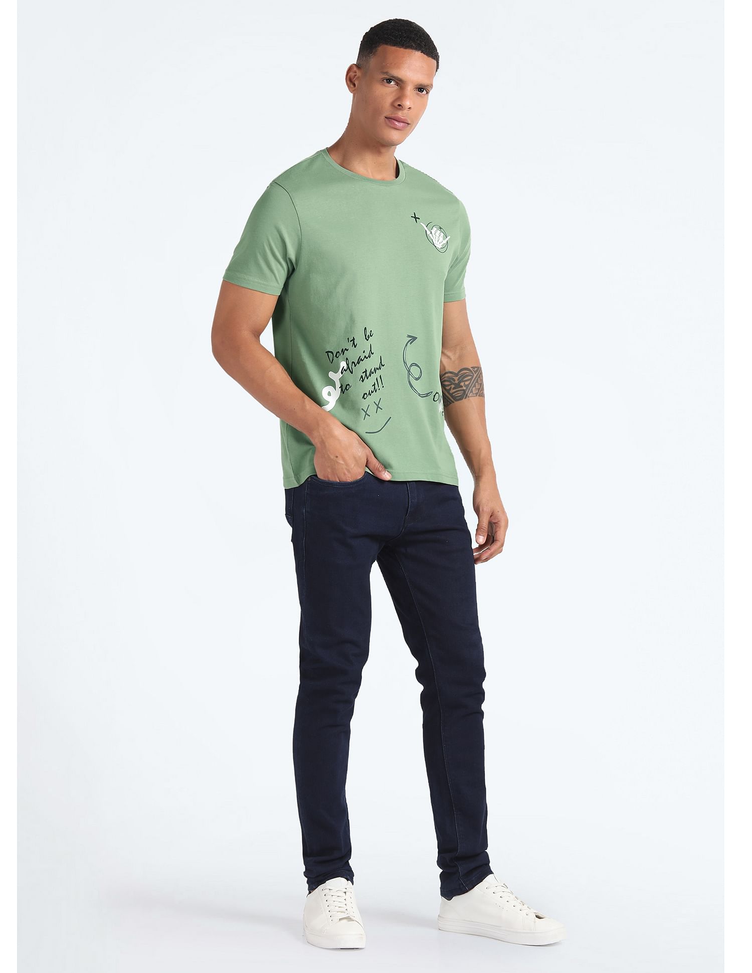 Flying Machine Graphic Print Glow In The Dark T-Shirt