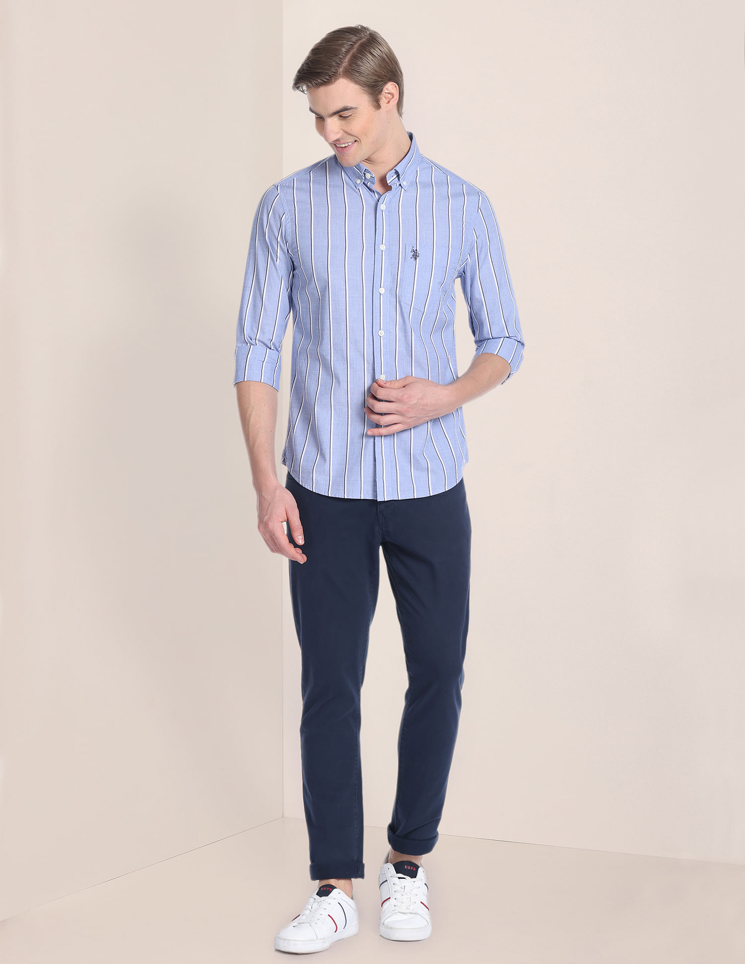 U.S. Polo Assn. Button Down Collar Vertical Stripe Shirt