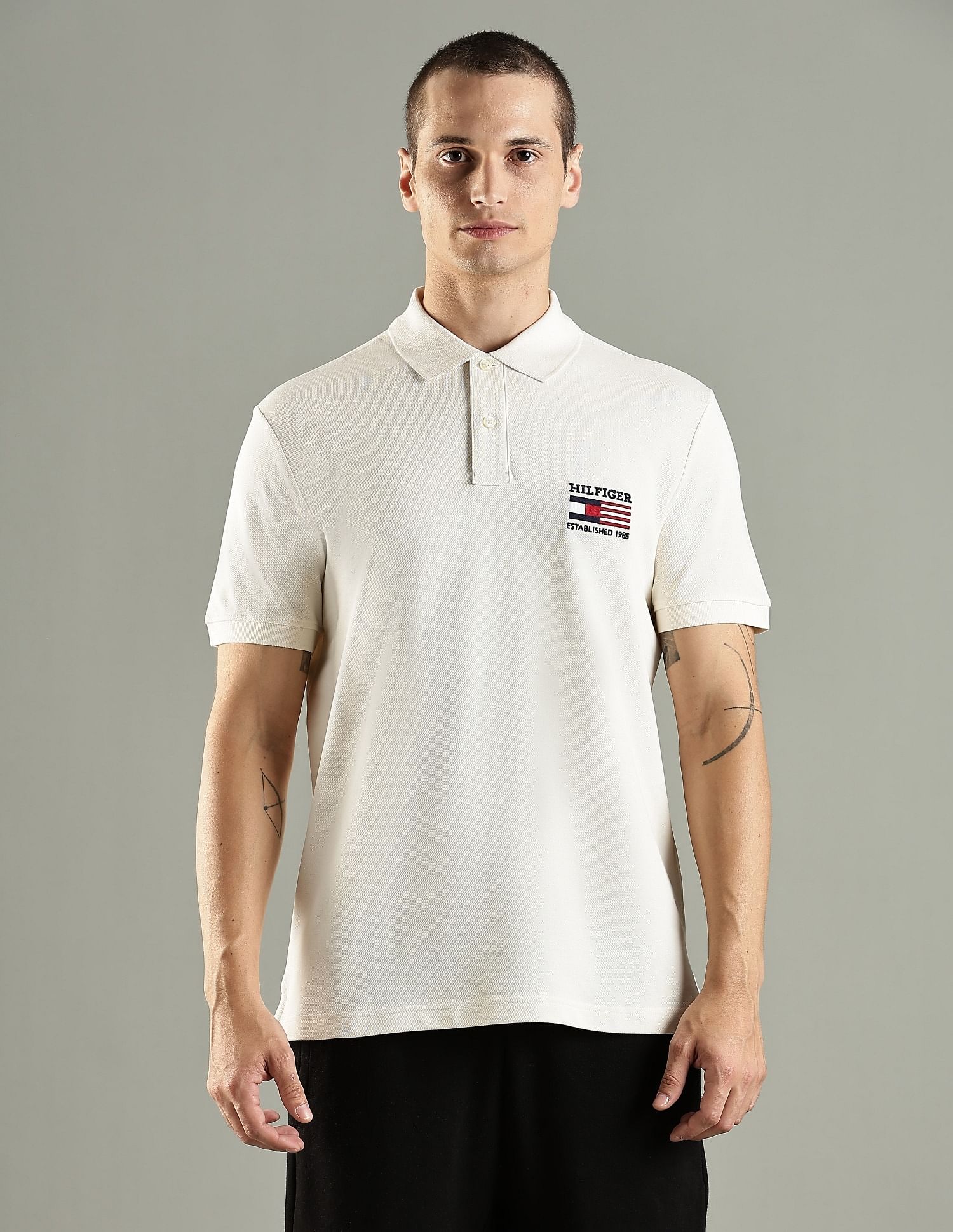 Tommy Hilfiger Solid Regular Fit Cotton Polo T-Shirt