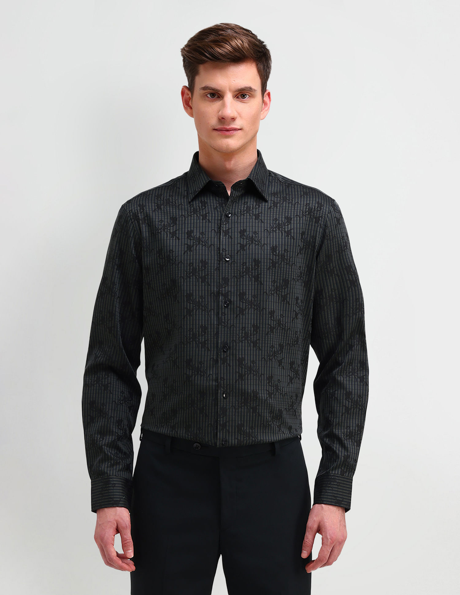 Arrow Slim Fit Vertical Striped Shirt