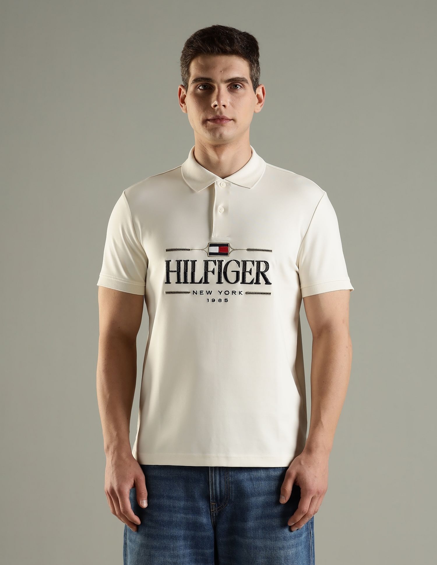 Tommy Hilfiger Embroidered Logo Regular Fit Cotton Polo T-Shirt