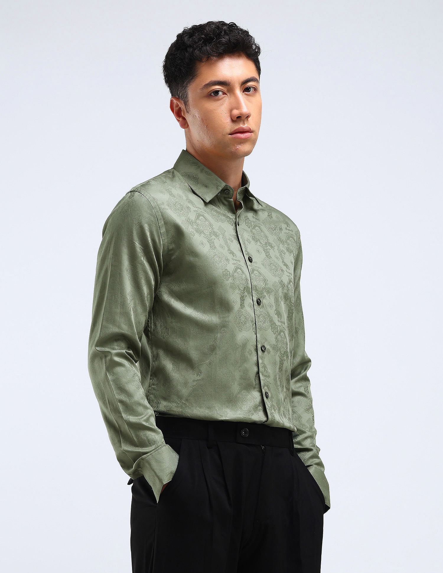 Flying Machine Slim Fit Jacquard Shirt