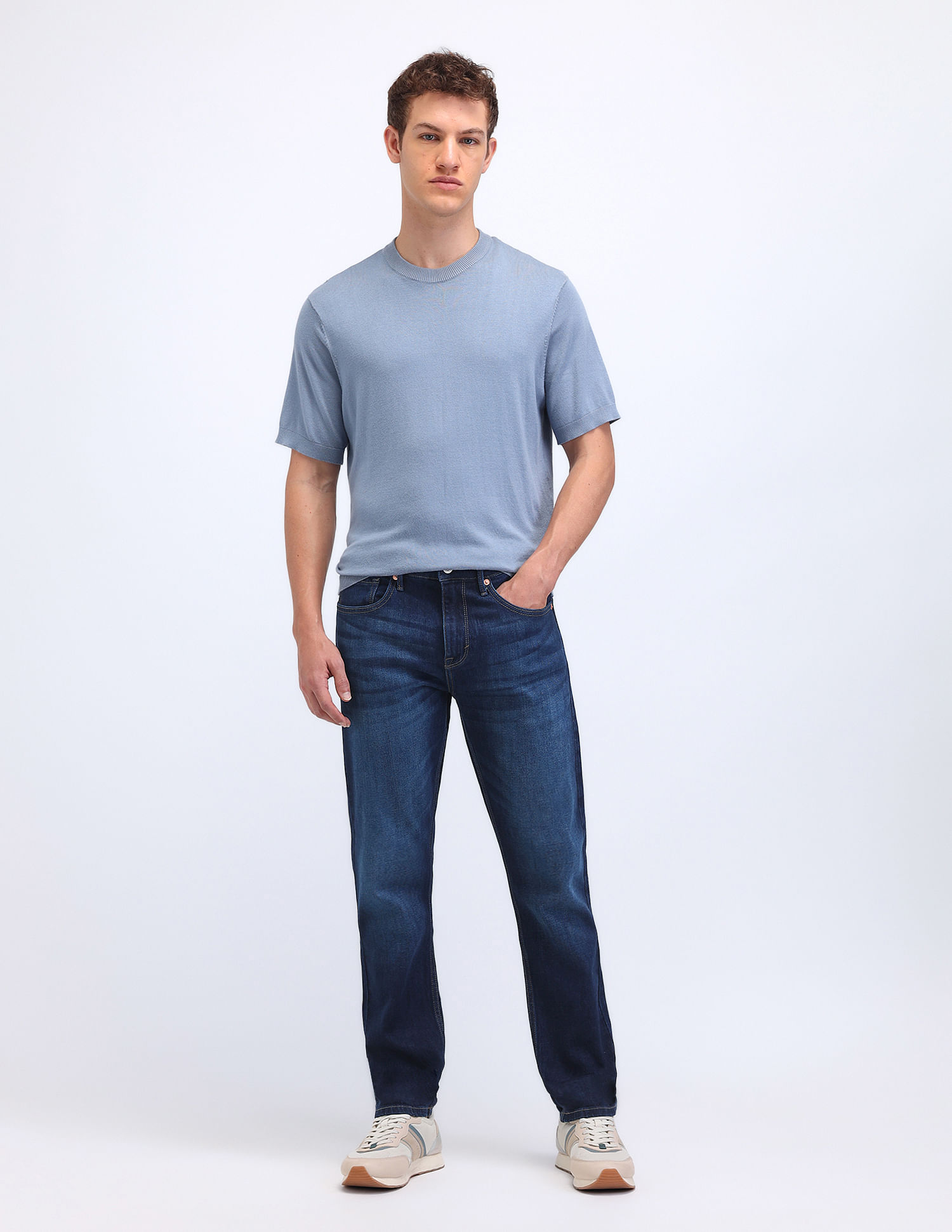 Flying Machine Slash Slim Tapered Mid Rise Jeans