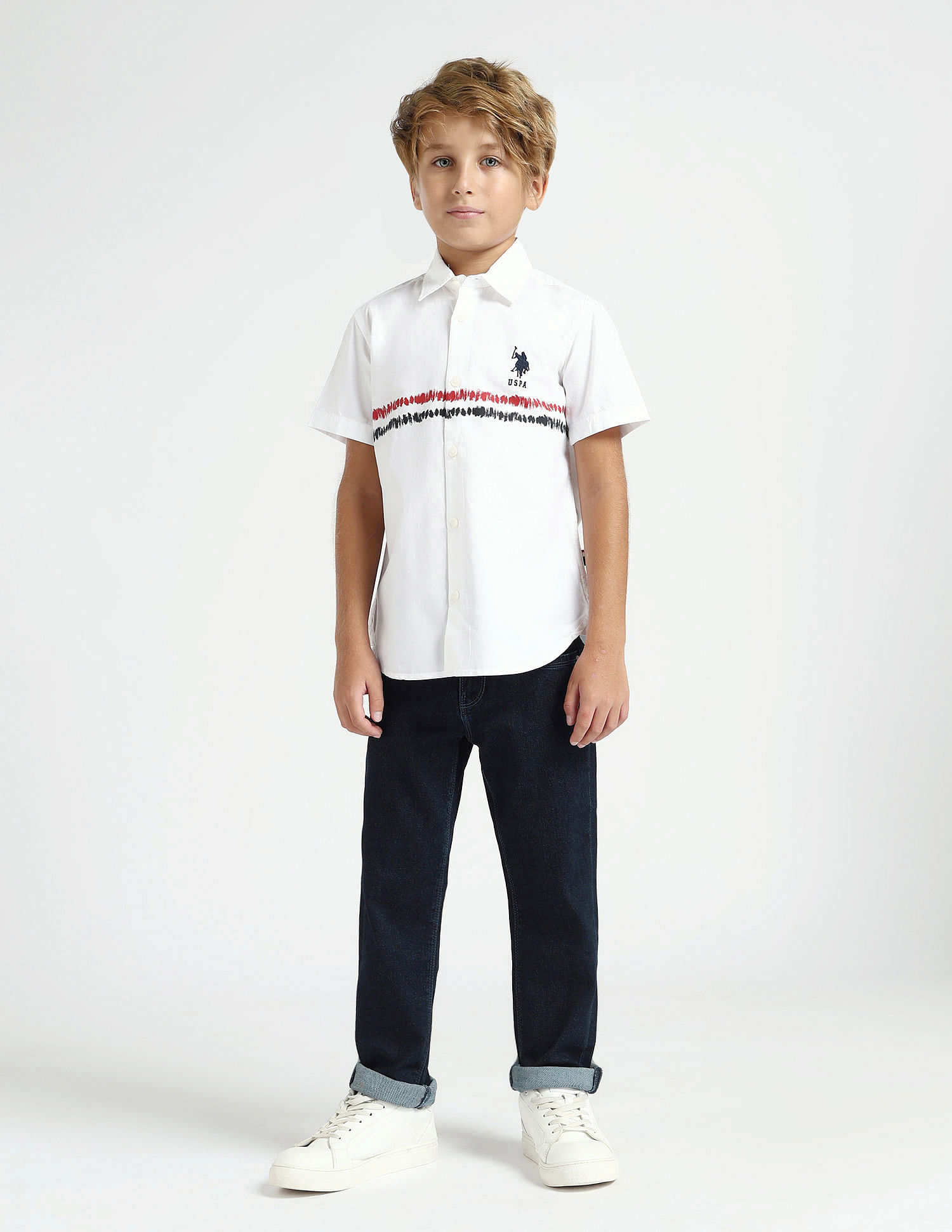 U.S. Polo Assn. Kids Boys Abstract Printed Regular Fit Shirt